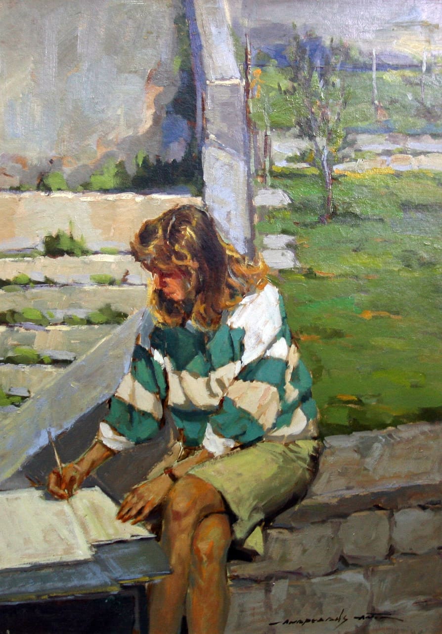 A woman writing — Ανδρεάδης Αντώνης